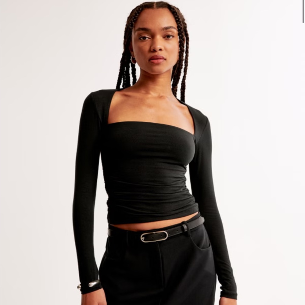 Emory Park Black Long Sleeve Crop Top